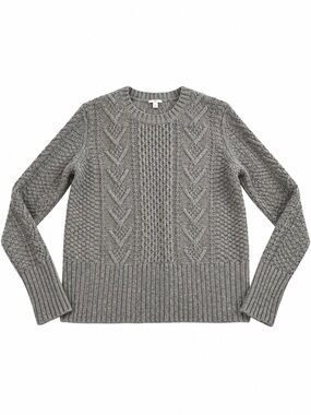Y2K-Style GAP 2014 Wool Blend Chevron Cable Knit Sweater Heather Gray S